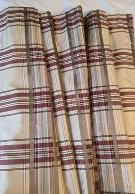 3 Panels Gorgeous Plaid Custom Faux Silk Lined Drapes 65 L x53 W'' Curtain