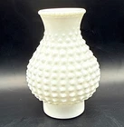 VTG White Milk Glass Hobnail Hurricane Lamp Shade Replacement Globe 3" Fitter