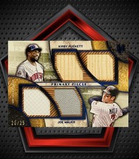 Kirby Puckett & Joe Mauer *20/25* 2025 Topps Museum Collection Quad Relic Twins