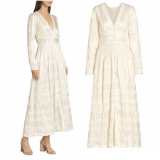 LoveShackFancy Ellitia Maxi Dress Victorian Lace Button Front Ivory NWT Size 4