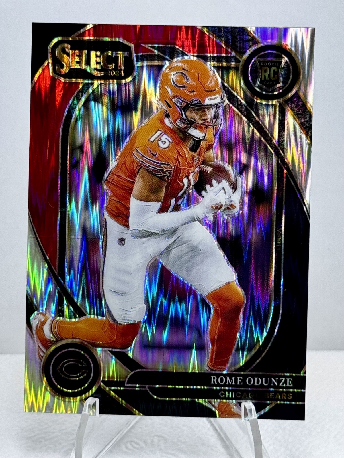 2024 Panini Select - Club Level Rome Odunze #236 Black & Red Shock Prizm (RC)