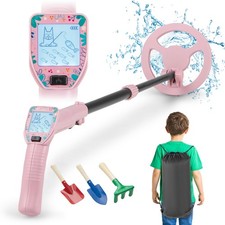 24.5"-33.5" Metal Detector for Kids with LCD Display IP68 Waterproof Pink