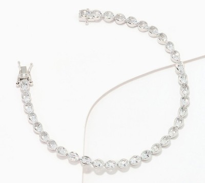 Affinity Edelsteine Sterlingsilber Ovalschliff weißer Topas Tennisarmband 6-1/2 Zoll