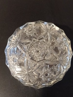 Anchor Hocking Glass EAPC Prescut STAR of DAVID Clear Powder Puff Box & Lid 2'' h