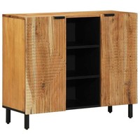 Sideboard Mit Regal Braun 90 X 33 X 75 Cm Massivholz Mango