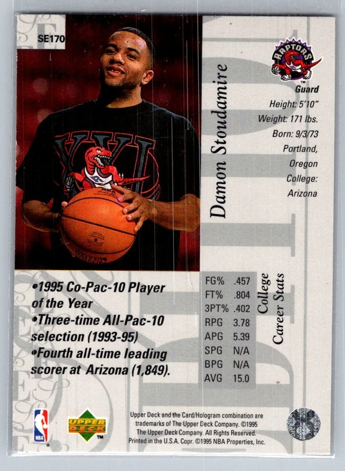 1995-96 Upper Deck Basketball Special Edition #SE170 Damon Stoudamire - VG - Image 2 of 2