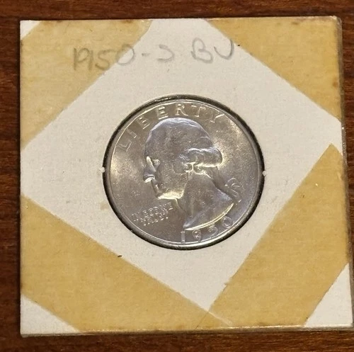 1950-S Washington Quarter UNC 90% Silver Beautiful - Packaged in 1970s