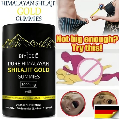 NATURE’S ELIXIR 1-3PK Himalaya Shilajit GOLD Gummibärchen Bio Extrem Wirksam 3000 mg Fulvosäure