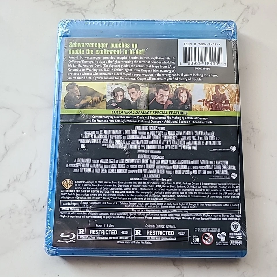 Eraser & Collateral Damage NEW Sealed Blu-ray Schwarzenegger 2 Movie Collection - Image 2 of 4