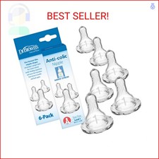 Dr. Brown's Natural Flow Level 1 Narrow Baby Bottle Silicone Nipple, Slow Flow,