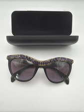 Prada SPR 04P Black Purple Crystal Cat Eye Sunglasses Italy