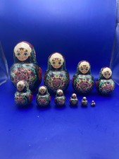 Vintage 1997 Russian Sergiev Posad Matryohska Wooden Nesting Dolls 10pc Signed