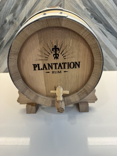 Vintage Plantation Rum Barrel. W/ Stand.