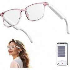 Wireless Audio Smart Glasses with Open Ear Sound Touch Controls and Clear Lenses