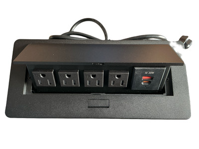 Connection Box Desktop Pop Up Outlet Power Cover Box w/3 Outlets & 2 USB Ports