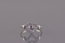 Sterling Silver 9mm Cubic Zirconia Accented Open Heart Band Ring 925 Sz: 7