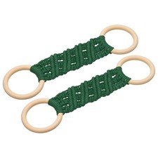 2Pcs Kitchen Dish Towel Holder, 11"x3" Crochet Towel Ring with Loop, Dark Green
