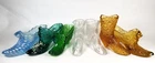 Lot of 7 Fenton, Lenox & other Makers Draped Carnival Glass Shoe Boot Figurines