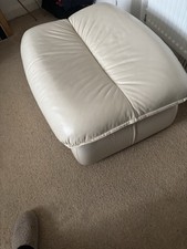 Cream / Ivory Genuine Leather Storage Footstool Pouffe NEW