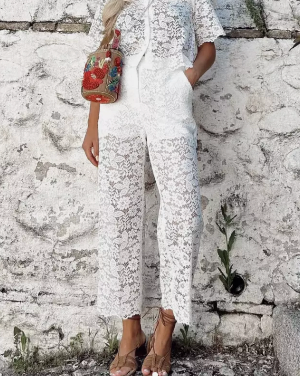ZARA White Cropped Lace Trousers Size S 3278/490 Bloggers Fave | eBay