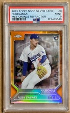 Roki Sasaki 2025 Topps National Conv. Topps Chrome Orange #/25 (RC) PSA 9 MINT!!