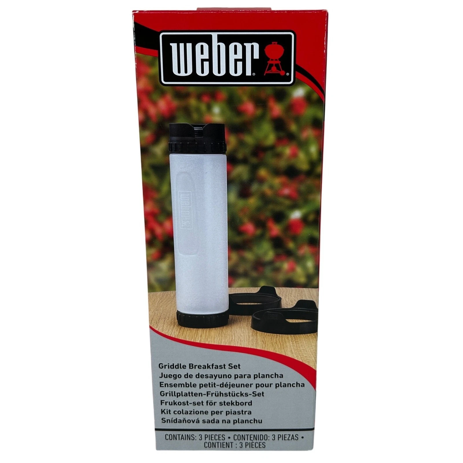 Weber 6778 Griddle Breakfast Set Egg Rings Batter Dispenser New