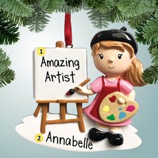 Artist Girl with Easel - Christmas Ornament