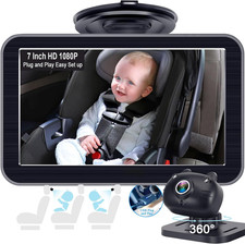 Baby Car Camera 7-Inch: USB Plug and Play Easy Setup 360 Degree Rotating Backsea