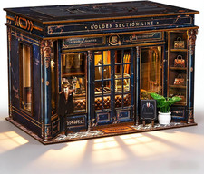 DIY Miniature Dollhouse Kit with LED Light, 3D Wooden Puzzle Book Nook Kit