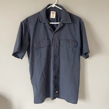 Dickies Men's Navy Blue Short Sleeve Button Down Work Shirt Pockets Size Medium