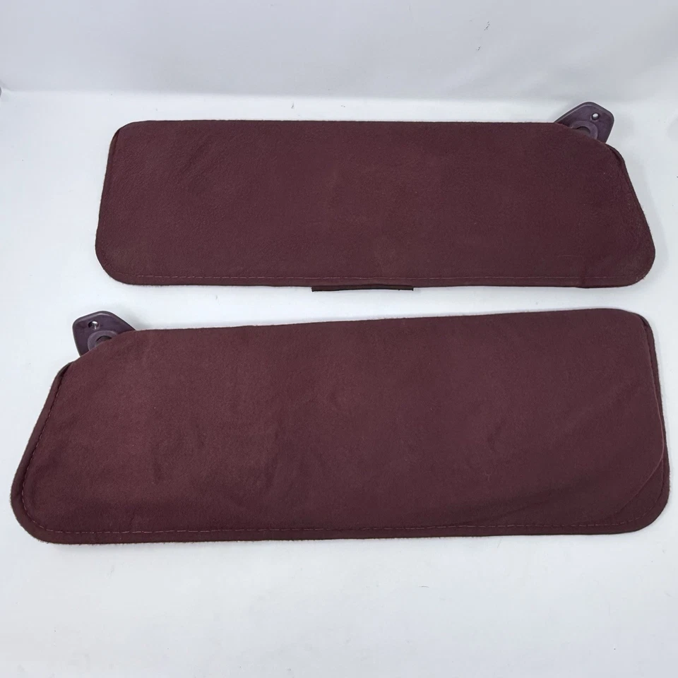 1988-1999 Chevy GMC C/K 1500 Silverado Suburban Pair SET Cloth Sun Visor Red OEM - Image 3 of 4