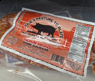 Julie's Pasture To The Plate Medium Smoked Sausage 14 Oz (4 Pack)