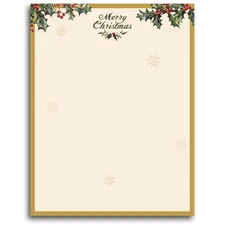 100 PCS Vintage Christmas Holly Letterhead Christmas Border Computer Paper St...