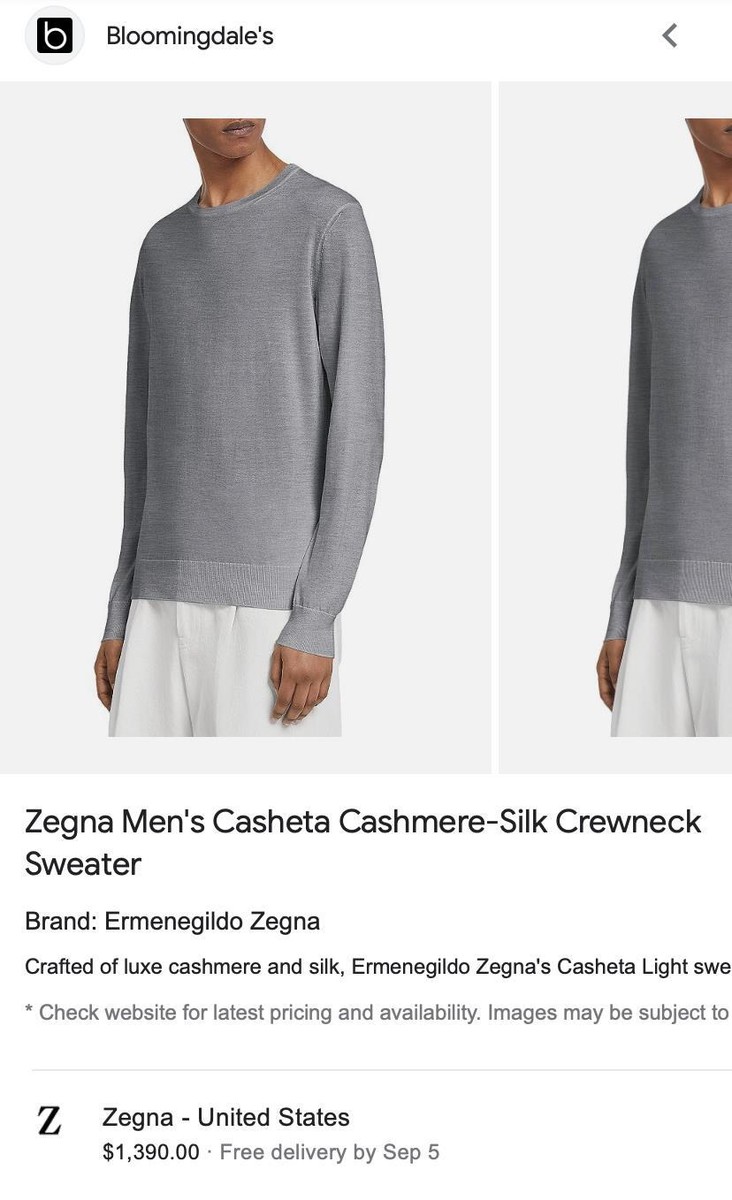 $1,495 ERMENEGILDO ZEGNA -*CASHESETA LIGHT* CASHMERE/Silk Sweater