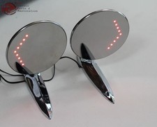55-57 Chevy GM Custom Outside Chrome Door Mirror LED Turn Direction Arrow Pair