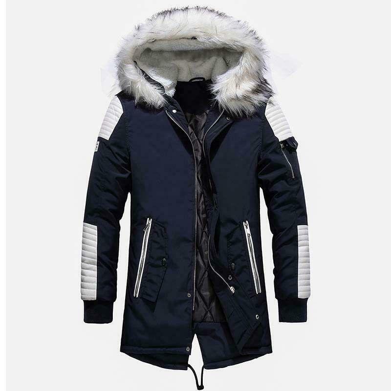 Thick Warm Parka Men's Fur Hooded Long Length Coat