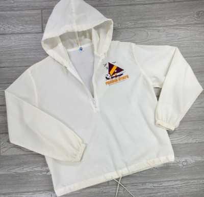 Vtg Artex Snoopy 1/2 Zip Hooded Windbreaker 70s S Ferris State University Rare