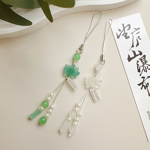 Lotus Flower Pendant Keychain Phone Chain Decoration Chinese Style Gifts - 第 6/9 張圖片