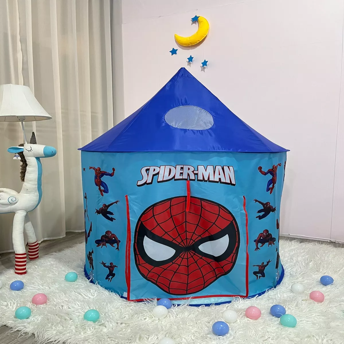Blue Spider man Tent for Boys Kids Gift Playhouse size 1m x 1m x 1.25m