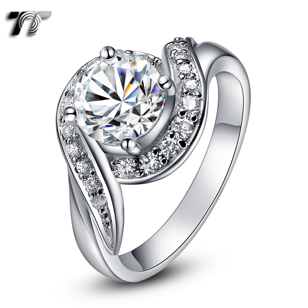 Luxury TT RHODIUM 925 Carat Sterling Silver Engagement