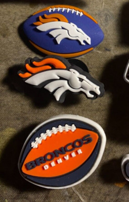 Denver Broncos football team shoe  charm 3 piece set button back