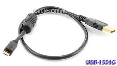 1.5 ft. USB 2.0 A Male to Micro-B Male Cable w/ Ferrite