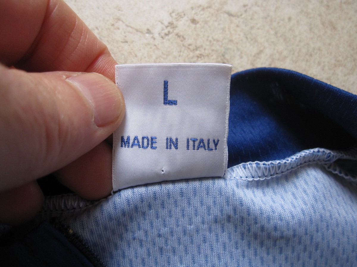 Maillot Cycliste Vintage Santini SMS - Homme Taille L - Bonjour 2002 - Bleu Course
