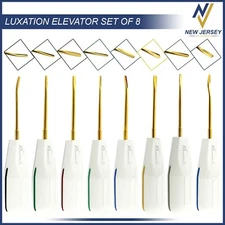Dental Root Elevators 8 Pcs Gold Tips Oral Surgery PDL Luxating Tooth loosening