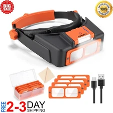 Headband Magnifier with Light, Jewelers Magnifying Glass Loupe Visor NEW 2025