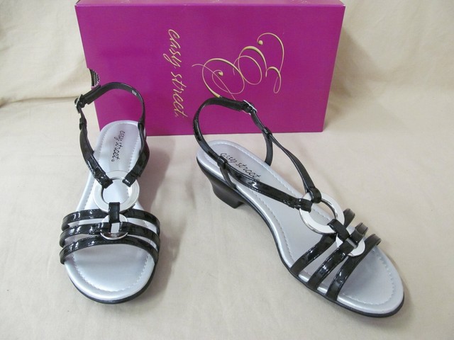 black patent dress sandals