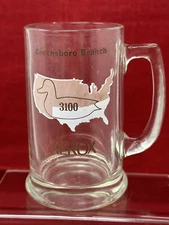 Xerox 3100 Duck Company Clear Drinking Glass Beer Mug Stein 5.5” Cup US Map