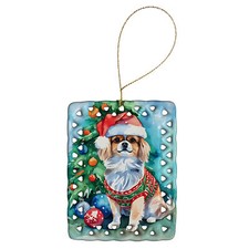 Tibetan Spaniel Christmas Porcelain Ornament DAC3671CO2