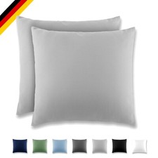 Kissenbezug Mikrofaser 80x80cm 2er Set mit Laschenverschluss Hellgrau