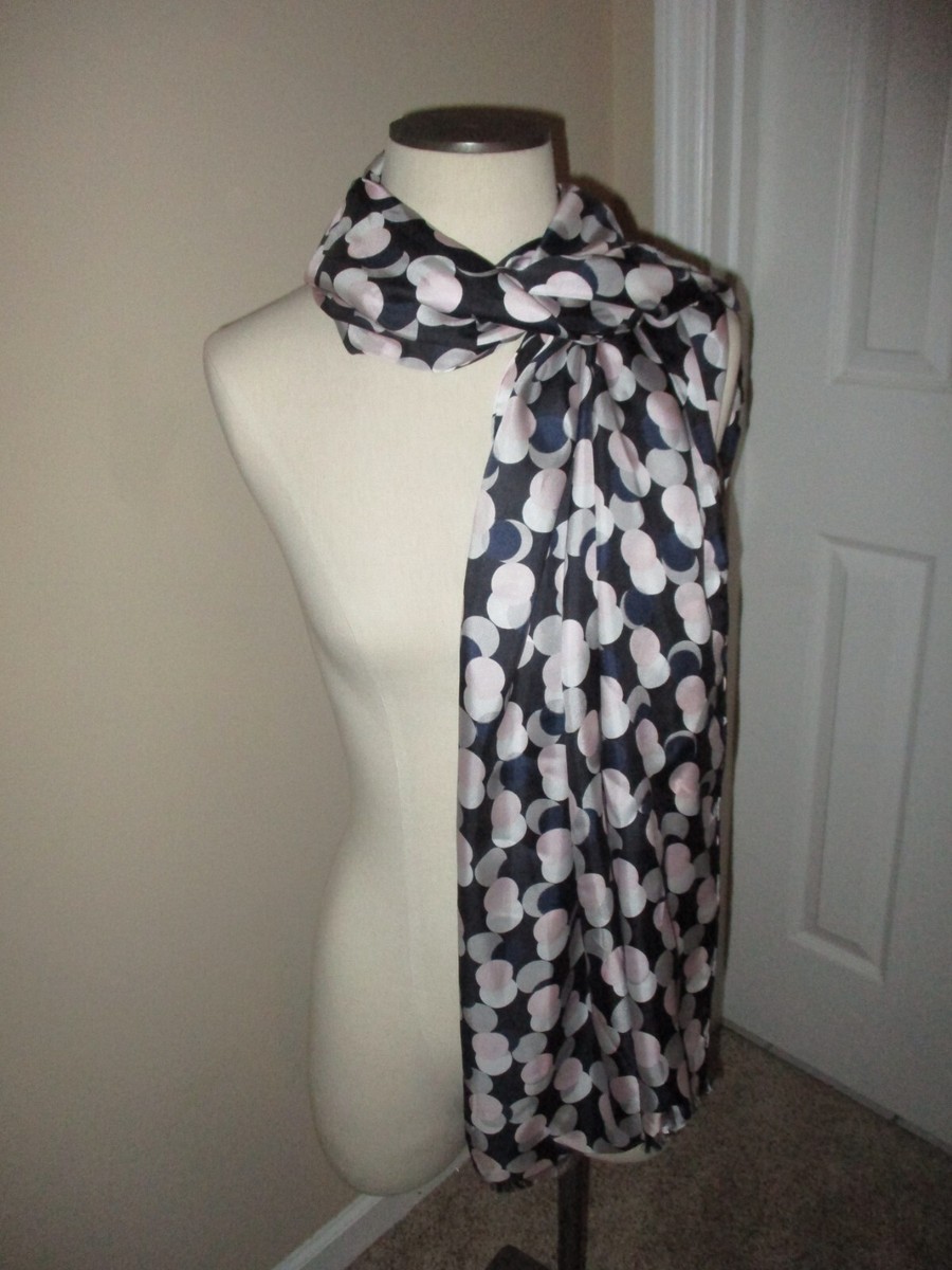 Kate Spade Steal the Spotlight Black Pink Gray Spots 100% Silk